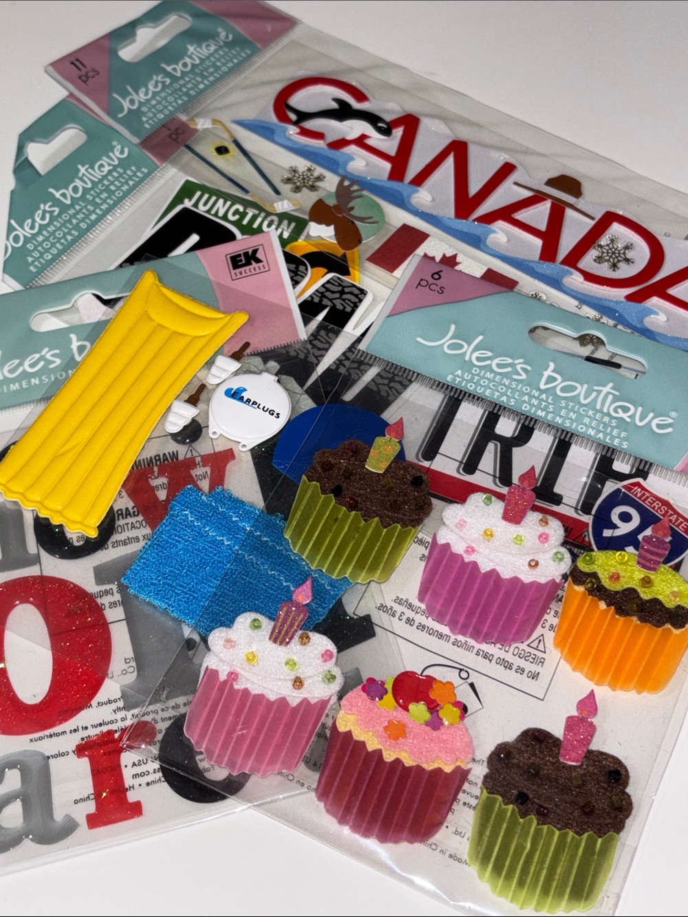 JOLEE’S BOUTIQUE Cupcake Puffy Sticker Pack CANADA ROAD TRIP SWIMMING
